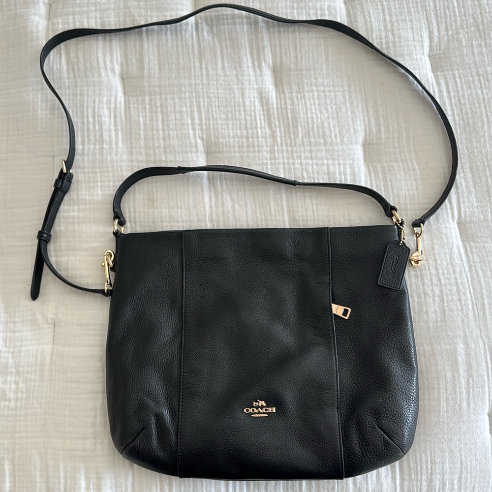 Large Black Leather Coach Crossbody
